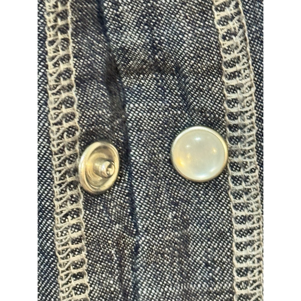 Distressed Denim Shirt Mens XXL Blue Button Up Long Sleeve - Picture 3 of 4